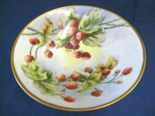 ANTIQUE HAND PAINTED RASPBERRY COMPOTE BOWL  