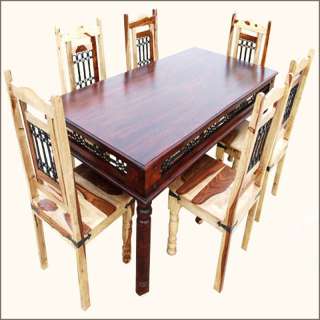   Wood Cherry 7pc Dining Room Kitchen Table 6 Chairs Furniture  