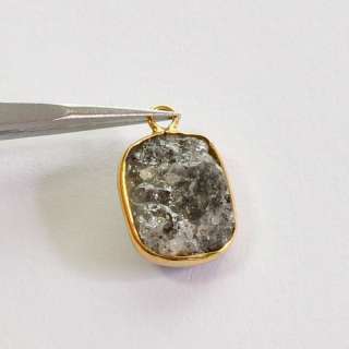   Solid Yellow Gold Rose Cut Rough Faceted Diamond Charm Pendant  