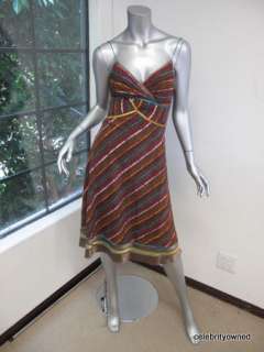 Catherine Malandrino Multi Color Stripe V Neck Dress 2  