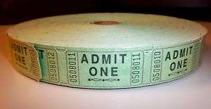 Roll of Green Single Admit One Tickets 2,000 ct.  
