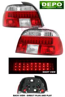 Brand New Pair of BMW E39 5 Series Red & Clear LED Tail Lights by 