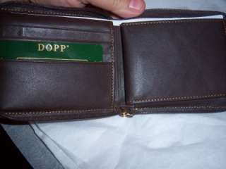 Dopp Ziparound Pullout ID Genuine Leather Wallet,Brown  