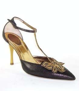 RENE CAOVILLA Jeweled T Strap Evening Heel Shoe 40 NIB  