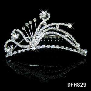Wedding Br​idal crystal tiara crown headband comb 0829  