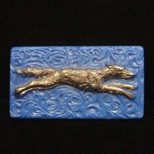 Greyhound Dog Pin Vintage Art Deco Glass & Silver Brooch Figural 