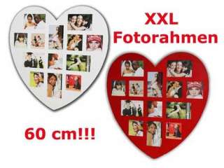 XXL Holz Bilderrahmen Herz für 13 Fotos 60 cm Rahmen  