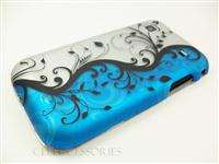 SAMSUNG VIBRANT 4G BLUE SILVER FLOWERS HARD COVER CASE  