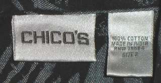 CHICOS Blue & Black Animal Print Cotton Denim Jean Jacket   Sz 2/L 