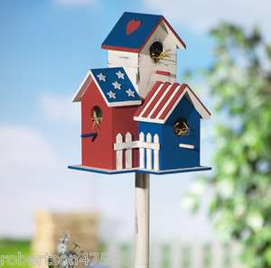 Patriotic Birdhouse Lawn Stake My Country Bird Condo  
