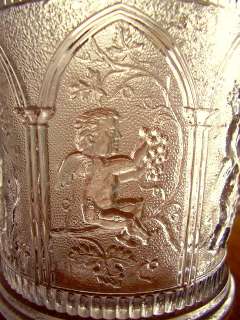 Antique Glass ANGEL Cherub Putti EAPG c1840 Harp RARE Grapes Wine 