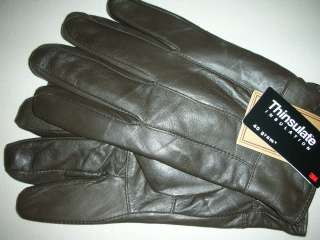 Mens Dark Brown Soft leather Leather Gloves 40 Gram Thinsulate 