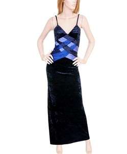 Midnight Blue Velvet and Satin Evening Gown Size S/M/L  