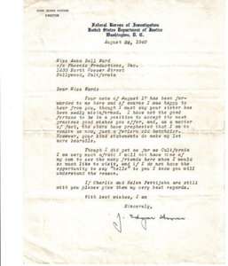 1940 Hand Signed J Edgar Hoover Letter Envelope LOA  