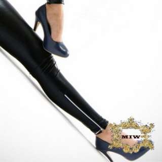   XL New Black Leather Look Zip Up Fashion Skinny Pants Leggings  