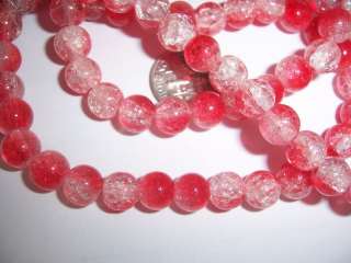 65 6mm CANDY CANE CRACKLE GLASS BEADS  