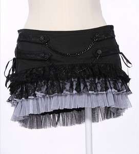   GOTHIC PUNK LOLITA COSPLAY MINI GOTH SKIRT WITH CHAINS S/M/L  
