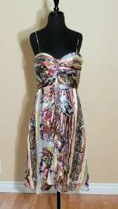 Rose & Lula Silk Party Dress Sz 6 ~ Gorgeous Scarf Print ~ Ruched 