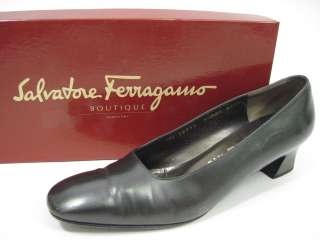   ferragamo black leather pumps heels in a size 8 5aaa these well
