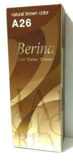 Berina Permanent Hair dye color cream A26 Natural Brown  