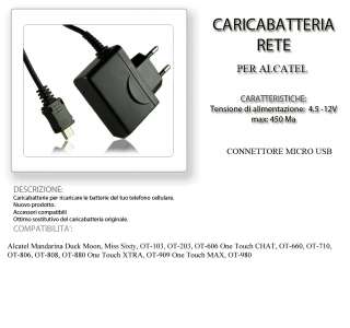 CARICABATTERIE DA RETE ALCATEL OT 808 / OT 880 / OT 909  