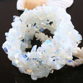 Created Opal Opalite Chip Beads Stretchy Bracelet 1pc  