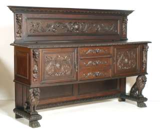 CREDENZA RINASCIMENTO INTAGLIATA NOCE CARIATIDI MA G34  