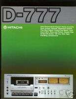 Hitachi D 777 Stereo Cassette Brochure  