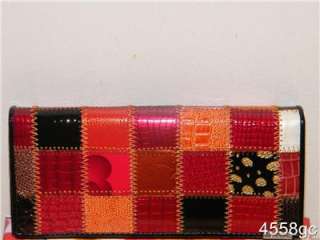 NIB TEMANLI PATENT LEATHER PATCHWORK CLUTCH WALLET  
