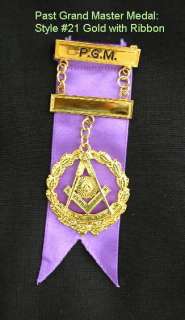 Gold #21 Past Grand Master Breast Medal Jewel Masonic  