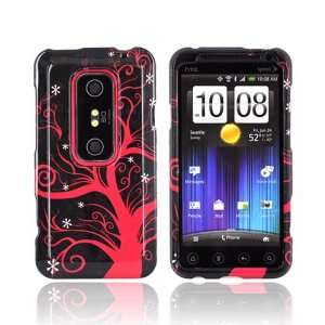   Pink Tree on Black Hard Plastic Case Cover For HTC EVO 3D Electronics
