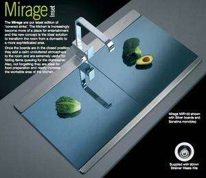 Mirage Stainless Steel Kitchen Sink, Glass Covers & Clearwater 