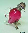 Fine Novelty Silver Plated And Ruby Glass Parrot Form C