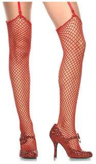Red Fishnet Stockings   Sexy Red Thigh High Stockings