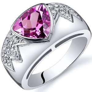 Glam Trillion Cut 2.50 Carats Pink Sapphire Cubic Zirconia Ring 