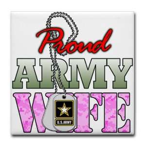  Tile Coaster (Set 4) Proud Army Wife 