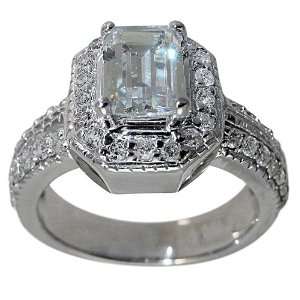  Diamond Engagement Ring With GIA CERTIFIED F VS1 .90ct Emerald Cut 