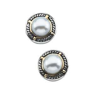   Yellow Gold PAIR 07.00 MM Freshwater Cultured Pearl Earrings Jewelry