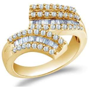 Size 12   14K Yellow Gold Diamond Cross Over Wedding , Anniversary OR 
