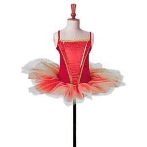  Girls gold and red fancy dress tutu with layered skirt 