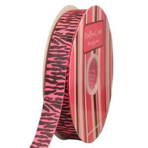  7/8 Hot Pink w/ Black Zebra Animal Print Grosgrain Ribbon 
