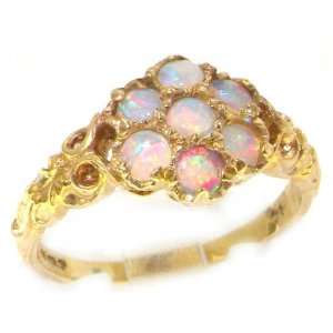 Luxury Ladies Solid Yellow Gold Natural Fiery Opal Victorian Daisy 