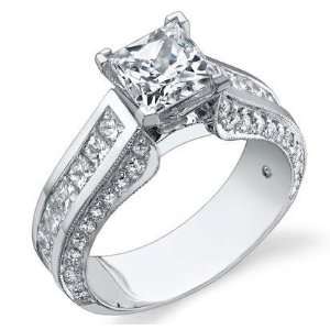  2.80 Cts. Princess Cut Diamond Engagement Ring with Side 