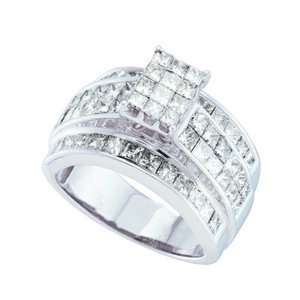 Carat Princess Diamond Invisible Cut 14k White Gold Engagement Ring 