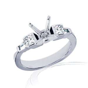  Ct Princess Cut Diamond Semi Mount Tapered Engagement Ring Bezel Set 