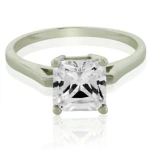  Sterling Silver Princess Cut Diamond Quality CZ Engagement 
