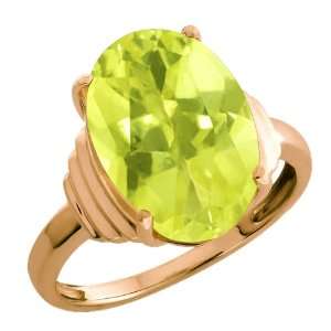   90 Ct Yellow Oval Lemon Quartz and White18k Rose Gold Ring Jewelry