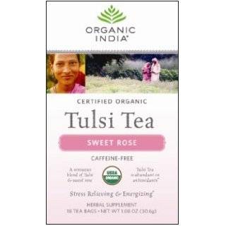 Organic India Sweet Rose Tea, 18 Count Tea Bags (Pack of 6)