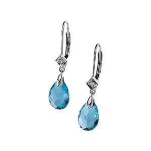   Swiss Blue Topaz Diamond Earring 10x7/.025ct   JewelryWeb Jewelry
