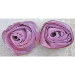   Violet Rose Satin Ribbon Flower Applique Trim AT126 
